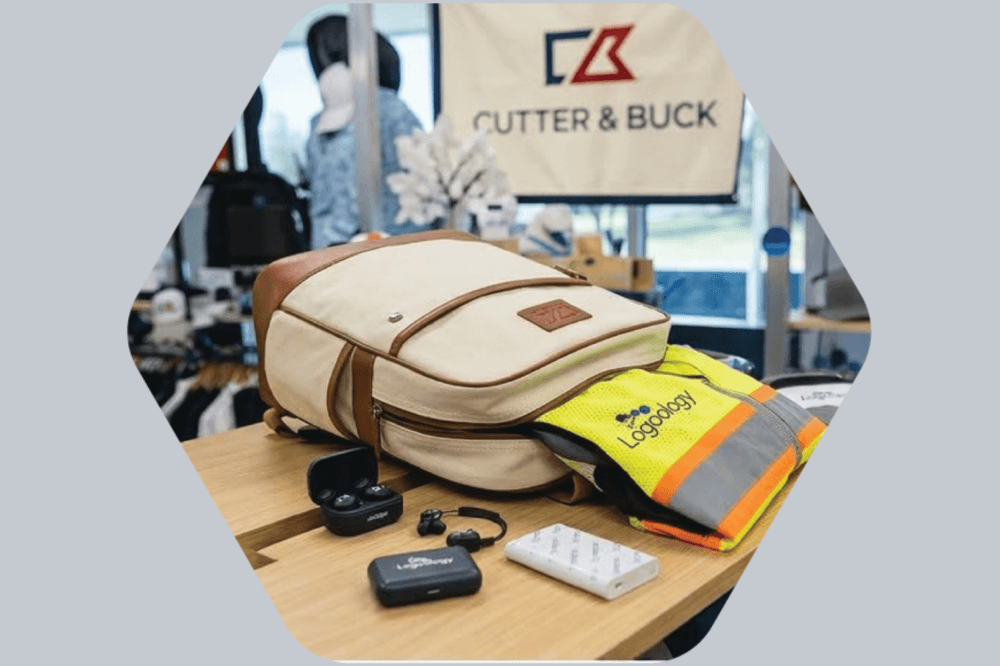 custom backpack filled with custom products