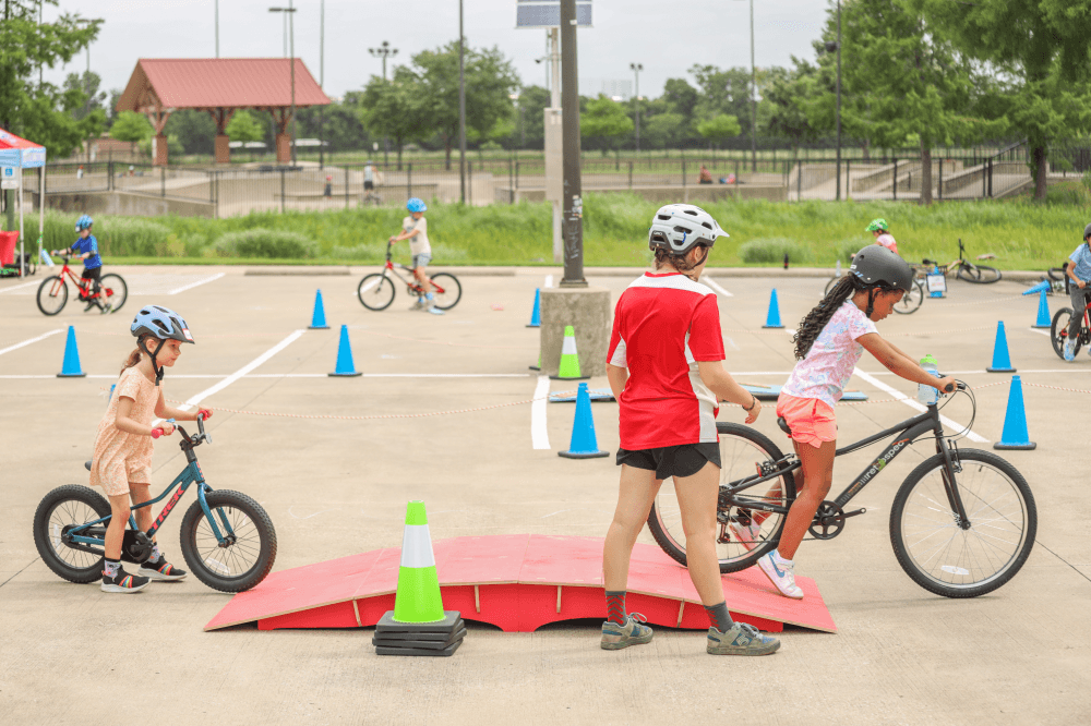 children biking