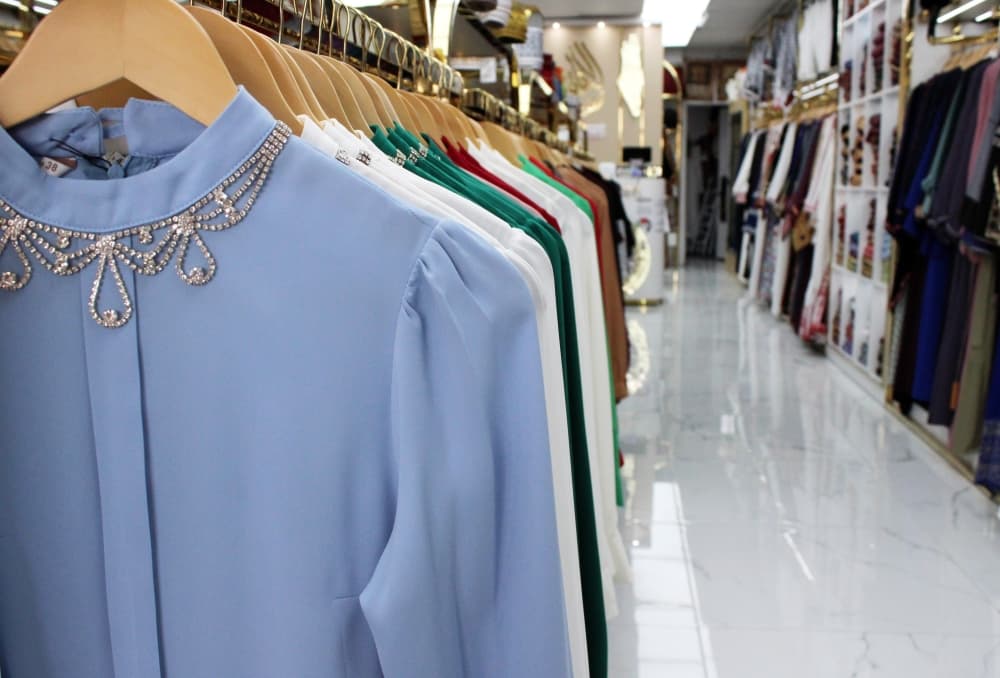 Palestinian Elegance sells a variety of blouses. (Karen Chaney/Community Impact)