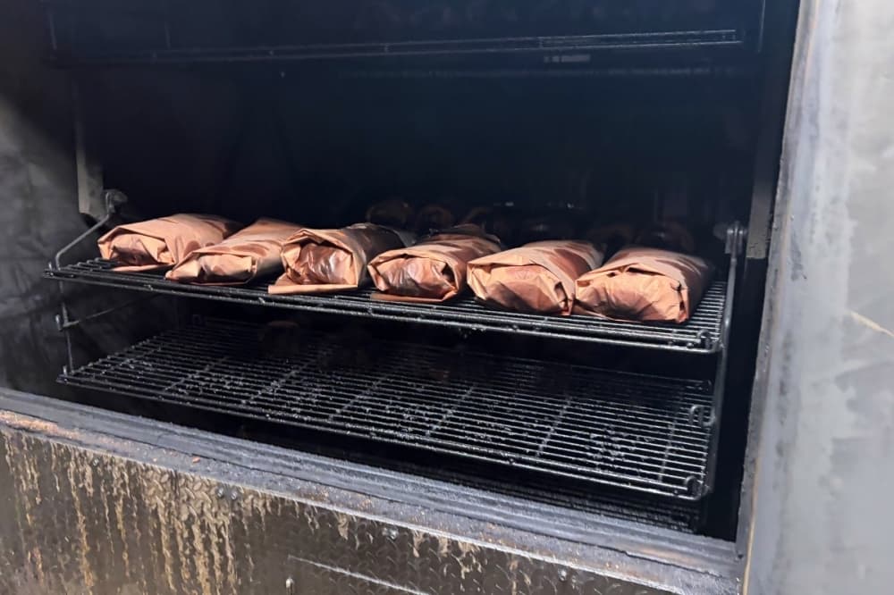 brisket being smoked