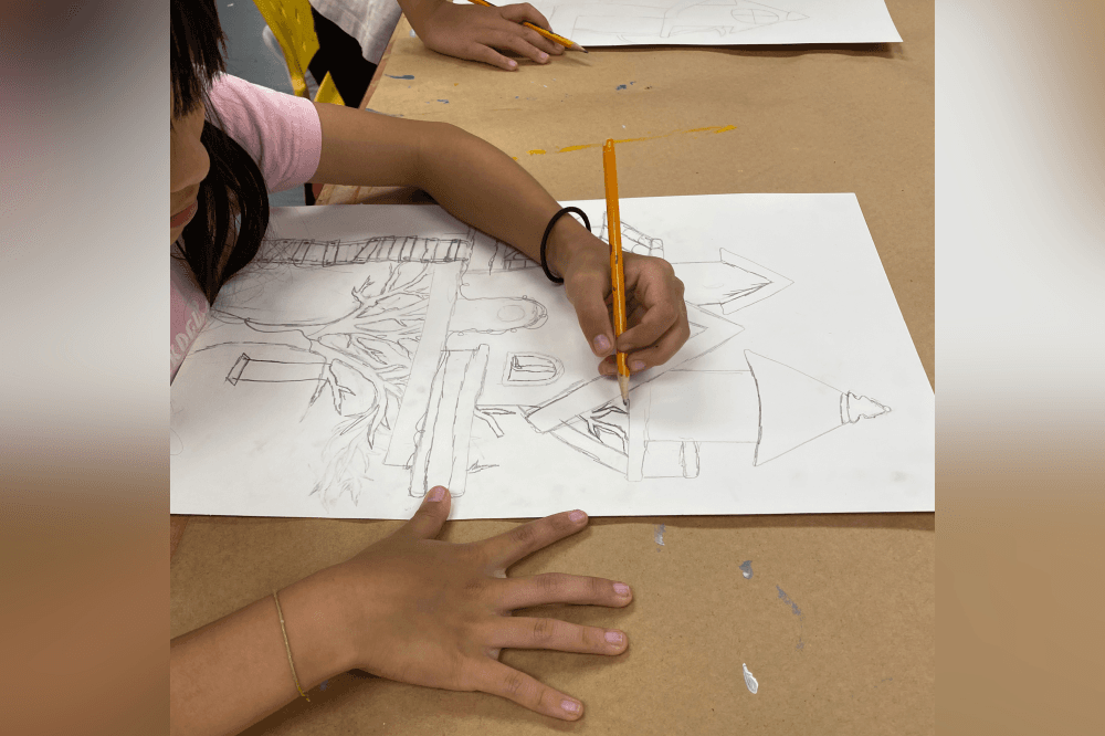 Group of kids in Katy Texas summer art camp at Katy Art School engaging in themed art projects designed to build creativity and confidence