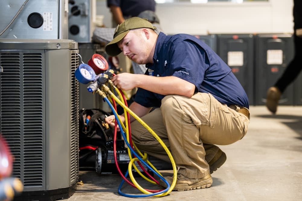 hvac student working