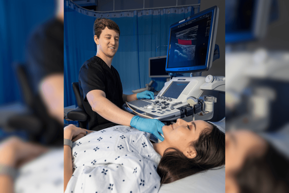 student doing a sonogram