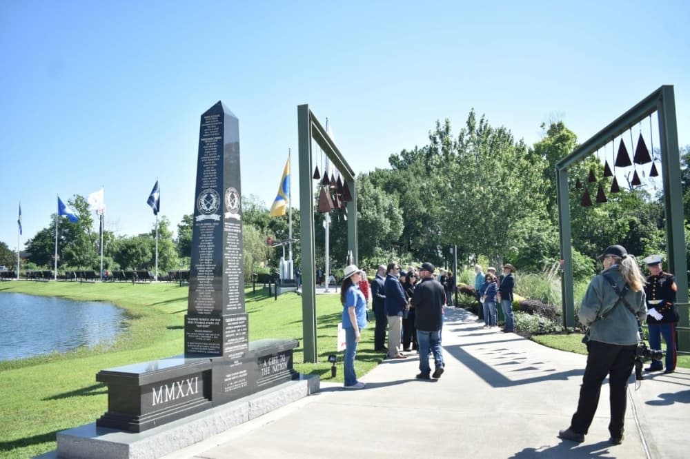 Following the service, attendees were invited to walk the Montgomery County Veterans Memorial Park. (Lizzy Spangler/Community Impact)