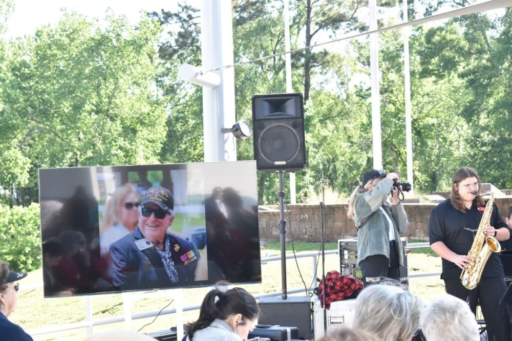 During the service, photos of Edwards were shown. (Lizzy Spangler/Community Impact)