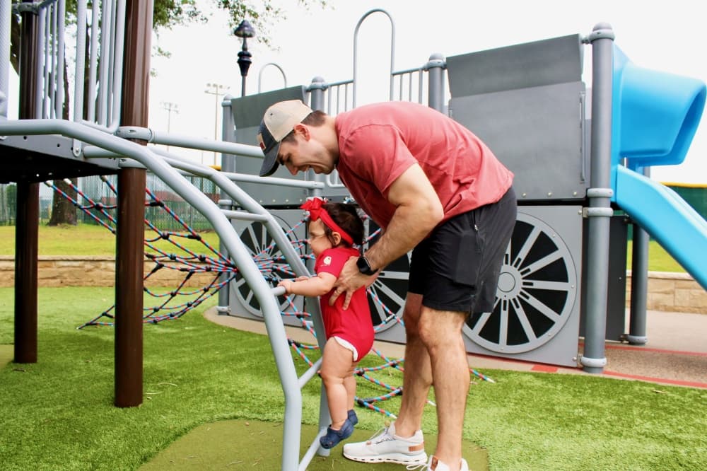 Allen resident Patrick Casey and his daughter Camille at Allen Station Park