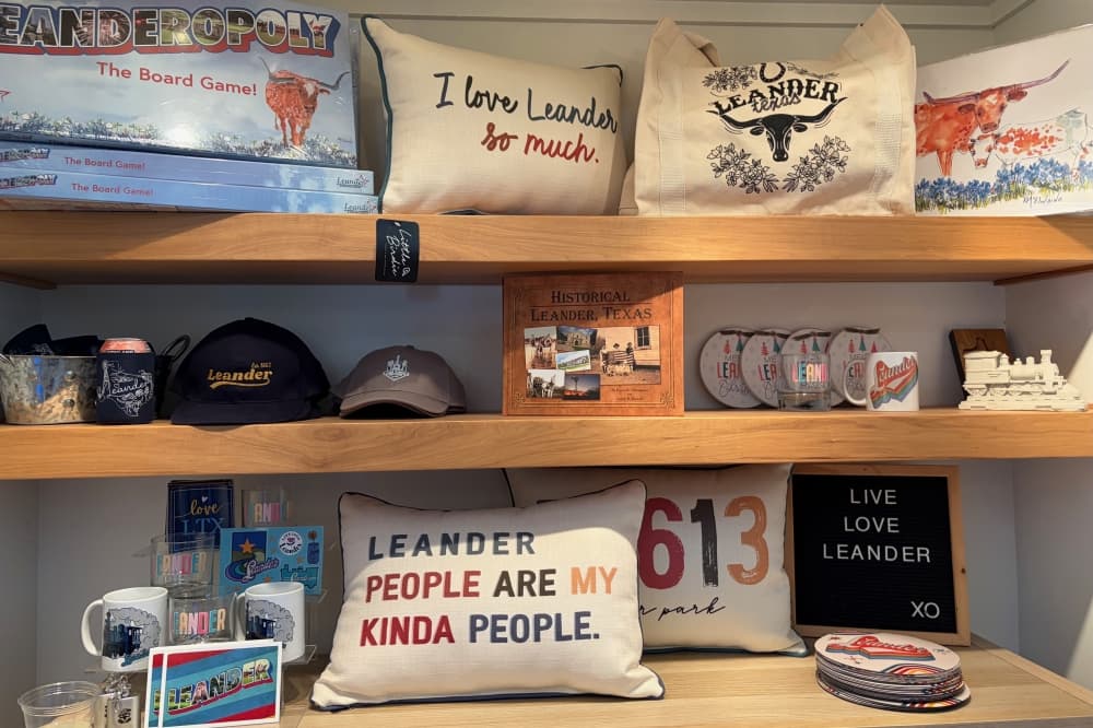 Merchandise with Leander branding