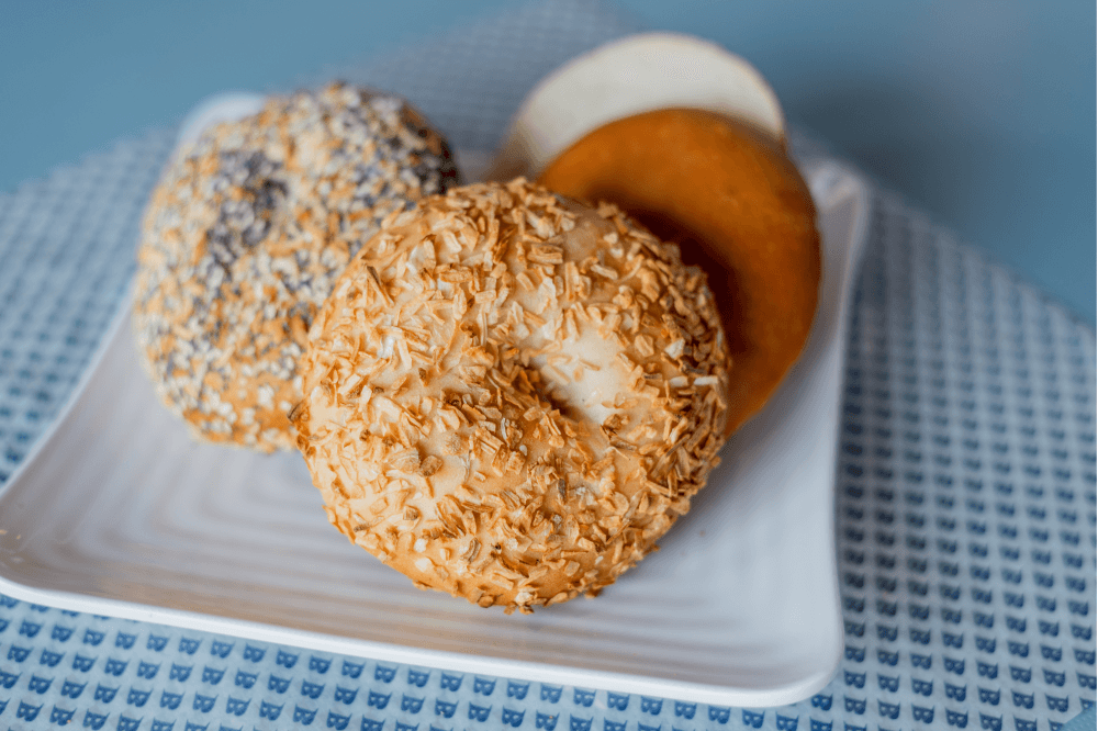 Freshly baked bagels at Blue Baker, a popular College Station bakery known for artisan bread, breakfast pastries and handmade baked goods