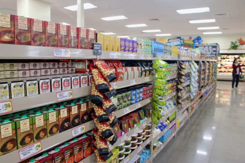 Grocery aisle, food display