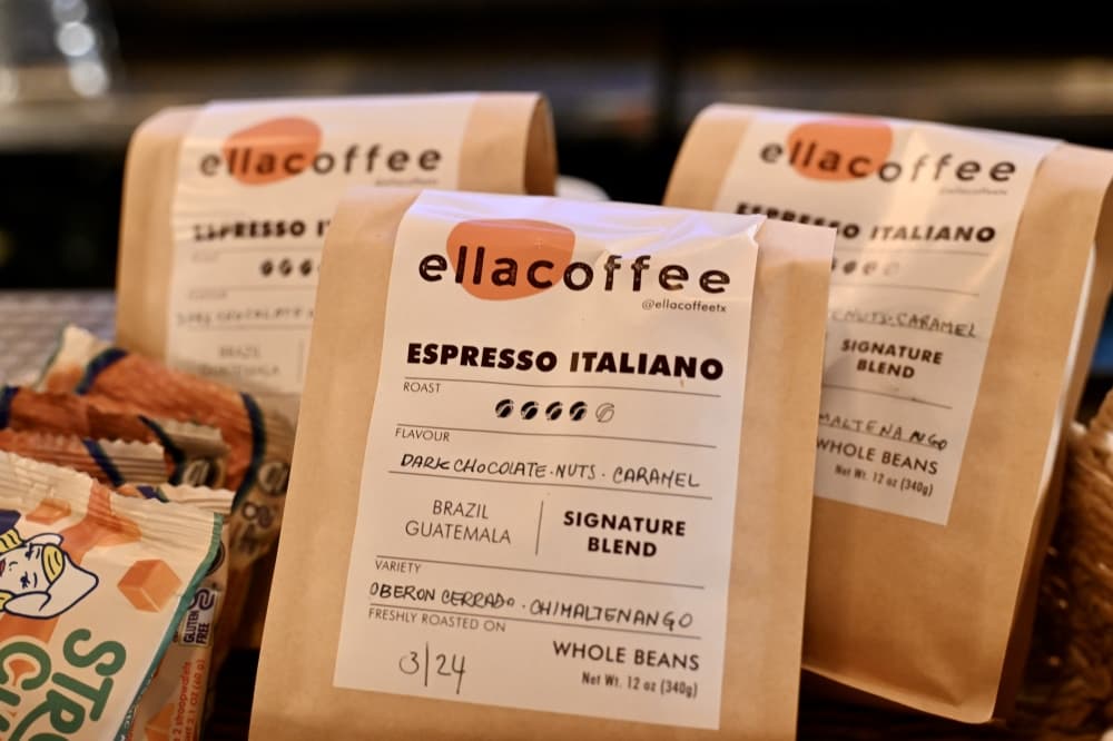 Customers can buy Ella Coffee's signature blend made with beans from Guatemala by the bag. (Roo Moody/Community Impact)