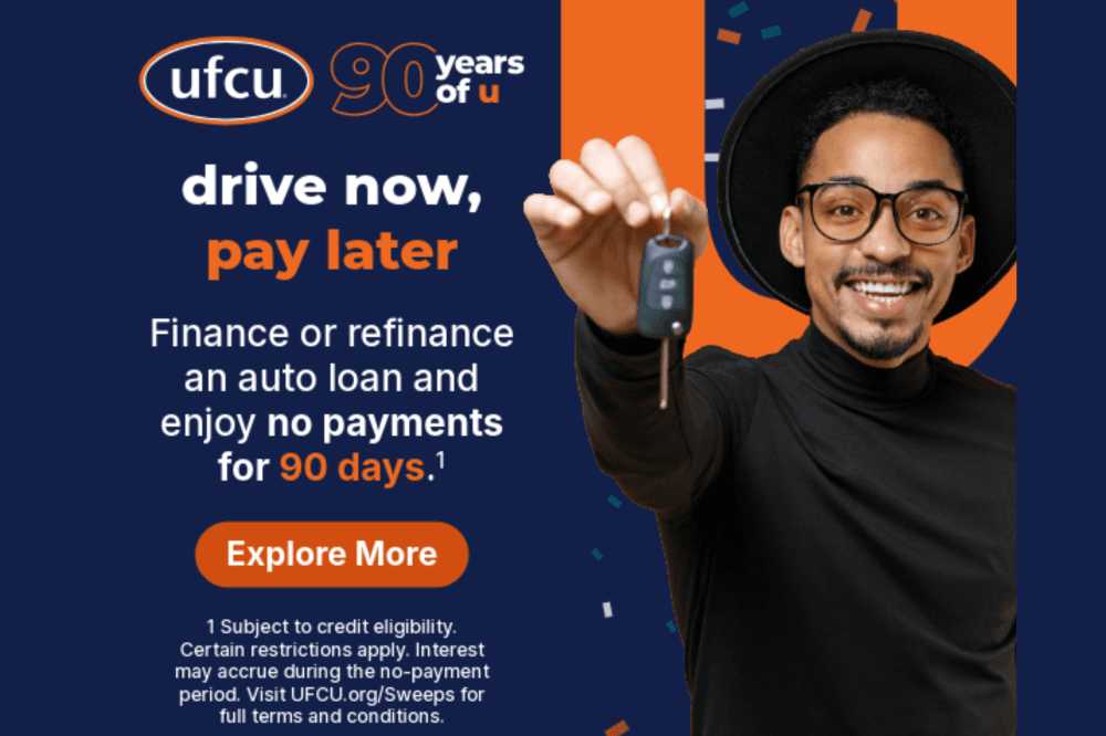 UFCU drive now pay later ad