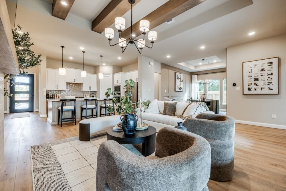 living room in new construction affordable home in houston