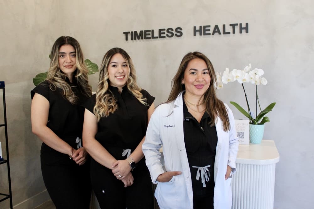 Timeless Health & Wellness is operated by medical assistants Jessica Guzman and Astrid Suarez, as well as owner Nataly Adan. (Jovanna Aguilar/Community Impact)