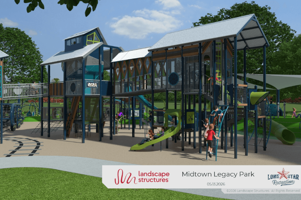 The all-abilities playground, located along the 300 block of Midtown Boardwalk Way, is designed to serve children and families of all ages. (Courtesy city of Bryan)