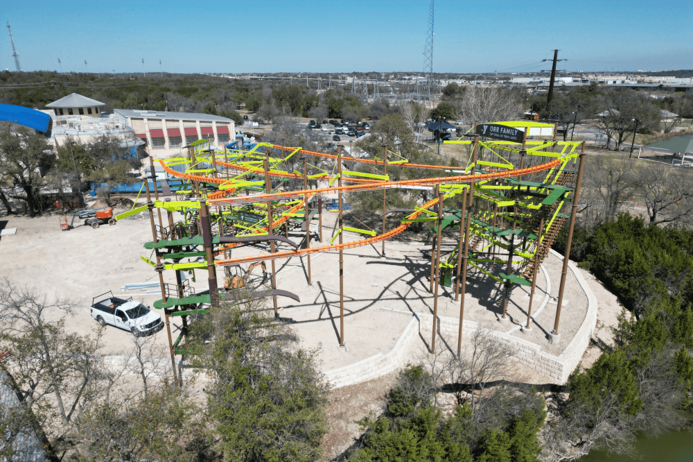 drone photo of ropes course