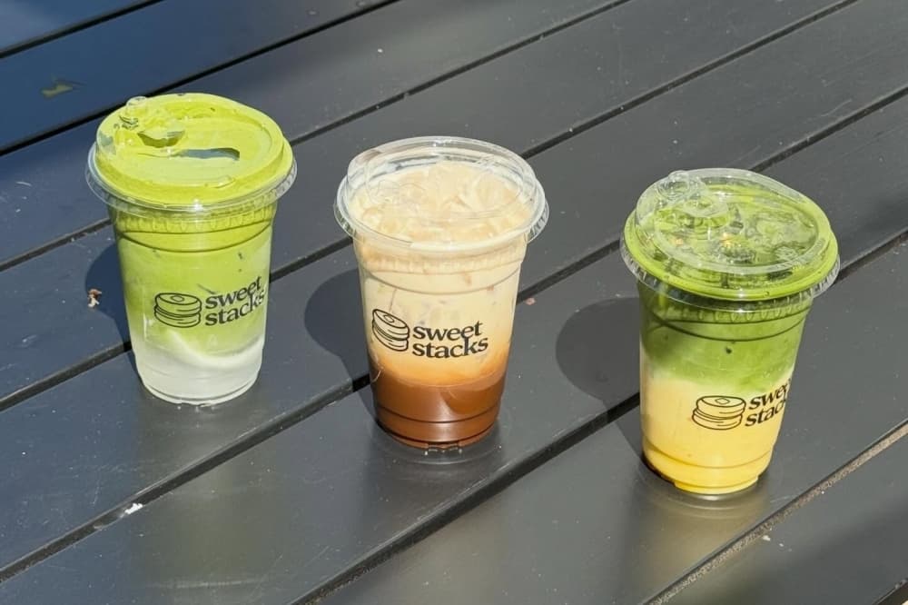 The menu features several drink options, including coconut matcha, Vietnamese coffee and mango matcha. (Courtesy Sweet Stacks)
