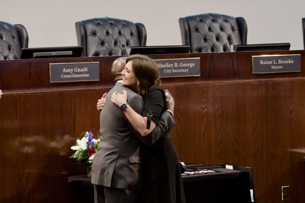two people hugging