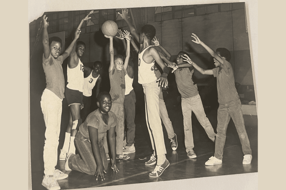 ymca vintage photo of children playing basketball