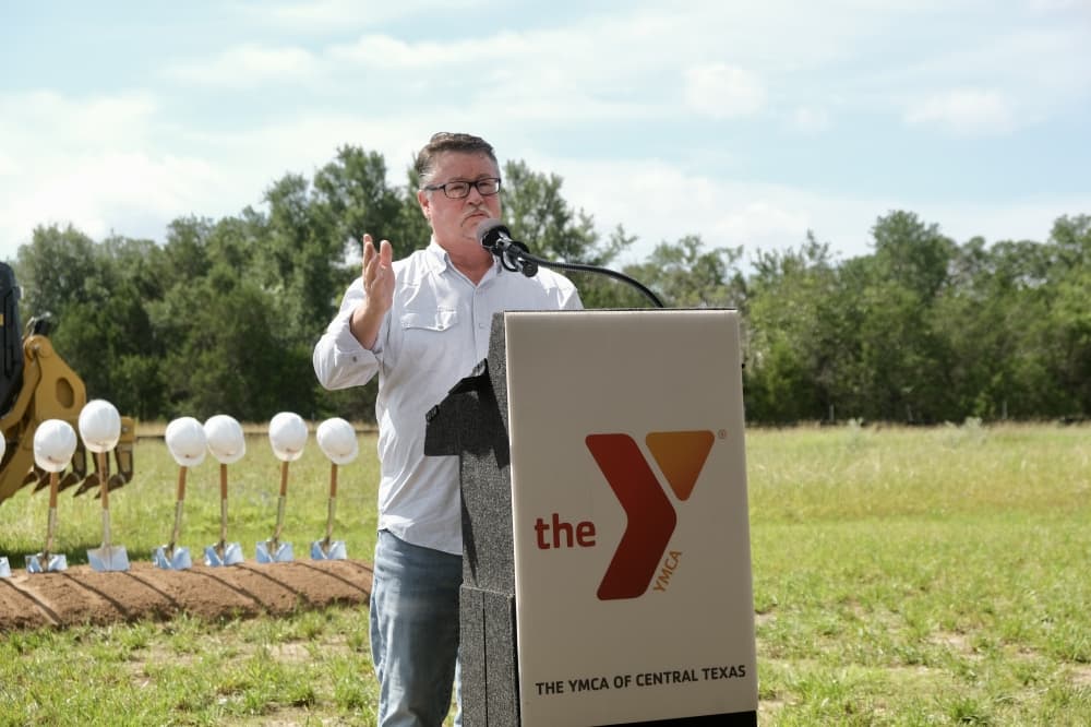 Central Texas YMCA CEO Jeff Andre spoke at the ceremony. (Gracie Warhurst/Community Impact)