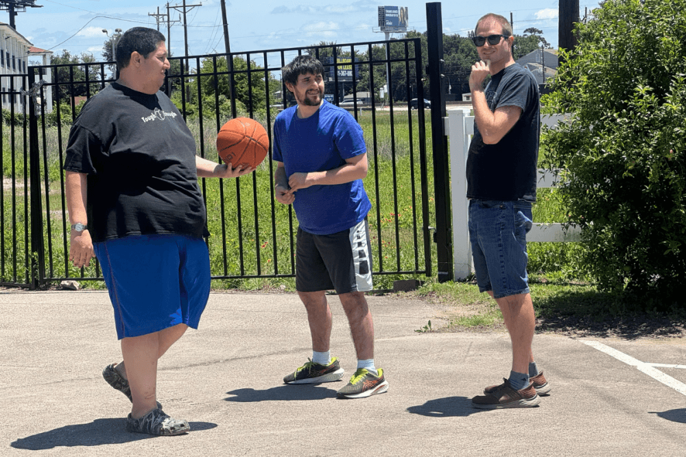 Special Angels staff incorporate outdoor activities for clients such as walking, basketball and gardening.