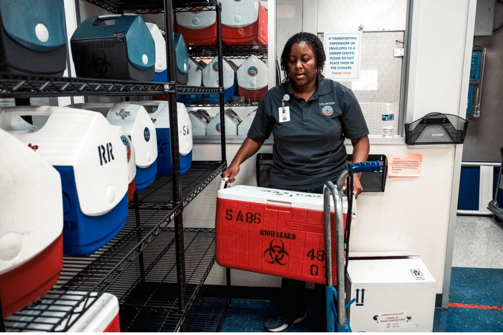 Blood donation collection equipment used by We Are Blood to provide lifesaving blood products to hospitals across Central Texas.