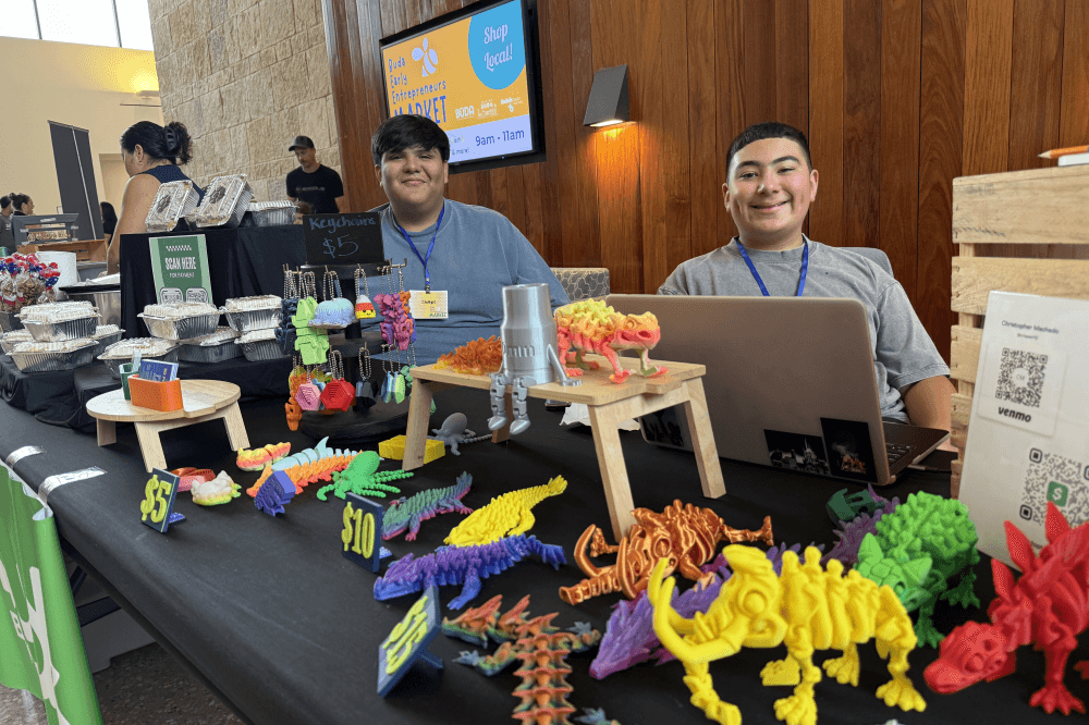 Young entrepreneurs showcase handmade products and small businesses at the BEE Market during BEE2B Week in Buda, Texas.