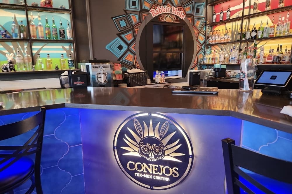 Conejos Tex-Mex Cantina offers a full bar and is located right next door to the Rabbit Hole bar, owned by the same group. (Daniel Schwalm/Community Impact)