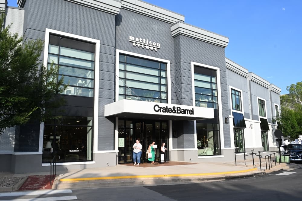 The new Crate & Barrel storefront opened June 25.