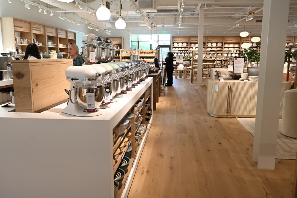 A display of KitchenAid mixers sits within the Southlake Crate & Barrel.