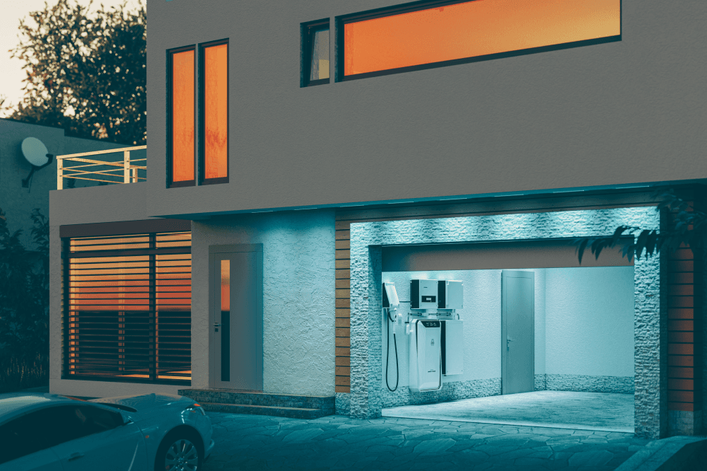 home battery in a garage