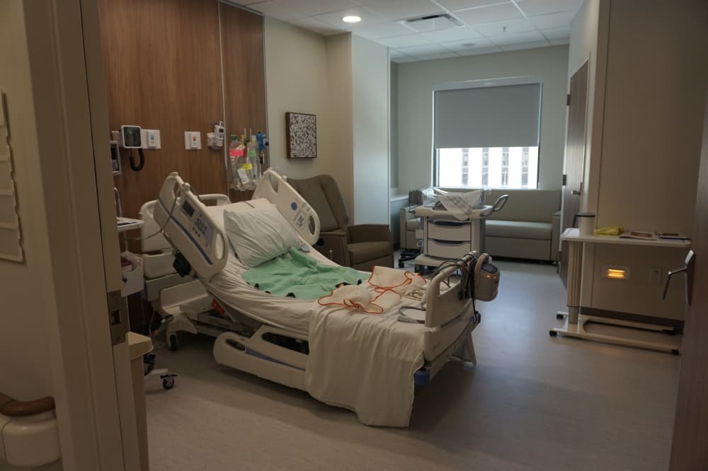 A private postpartum recovery room at the new Ascension Seton Women's Hospital includes space for a support partner to stay overnight. (Jessica McLaren/Community Impact)