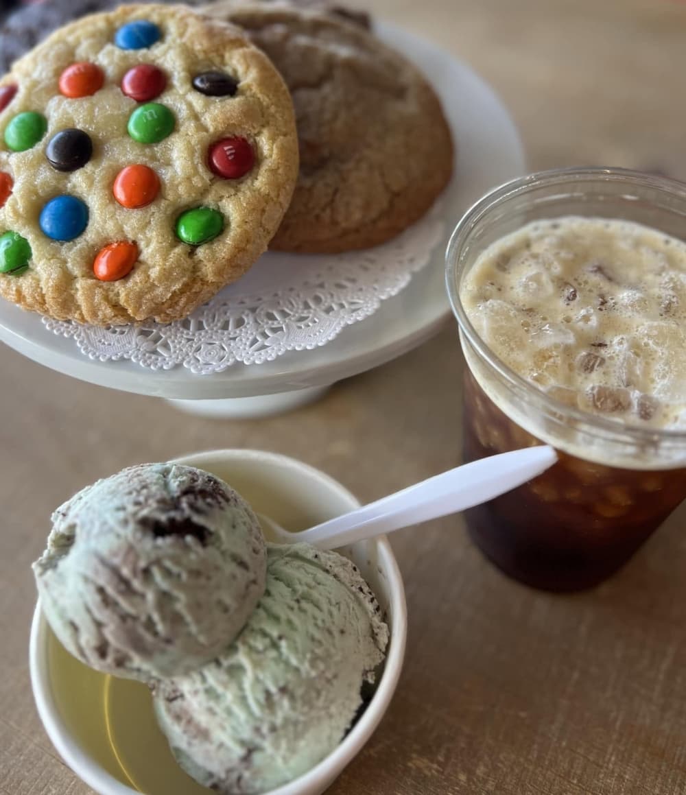Cookie Dough Cowgirl cookies, ice cream and cold brew coffee