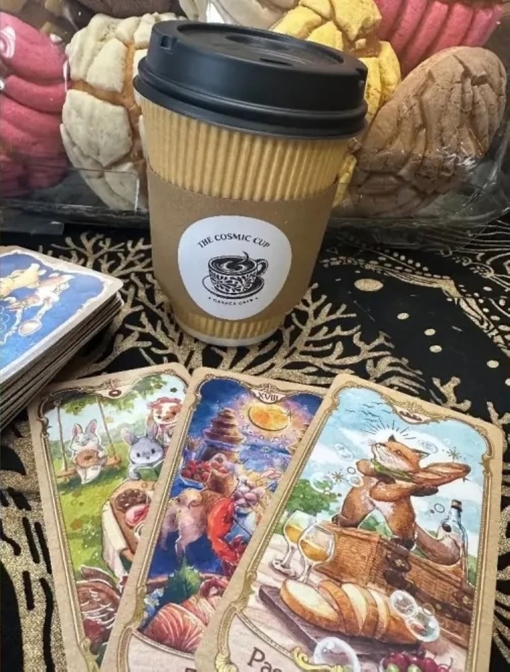 The Cosmic Cup coffee and tarot cards