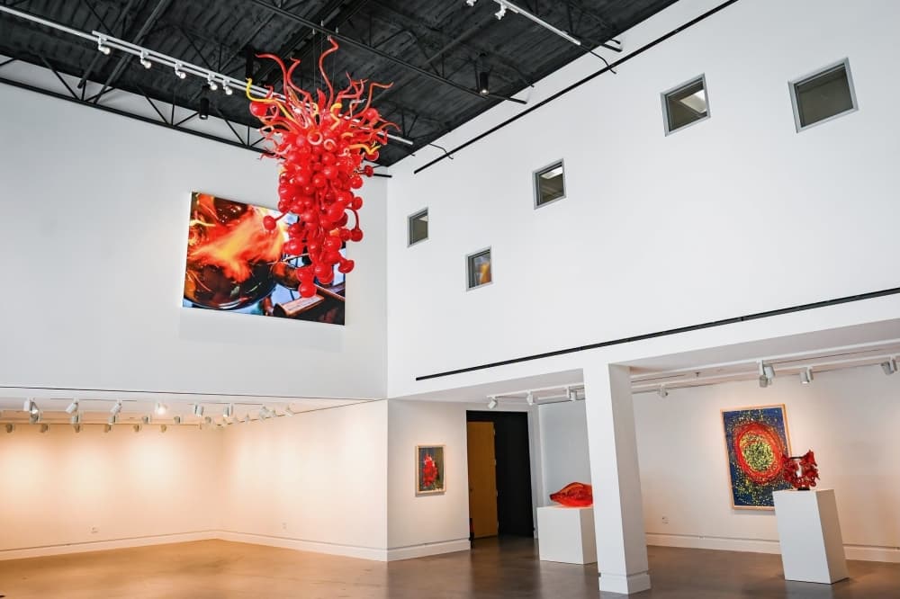 In addition to the permanent 9-foot-tall "Ruby Sunstone Pineapple" statue made up of over 200 individually hand-blown pieces, seven original works from artist Dale Chihuly are included in the exhibit for three months. (Courtesy city of Round Rock)