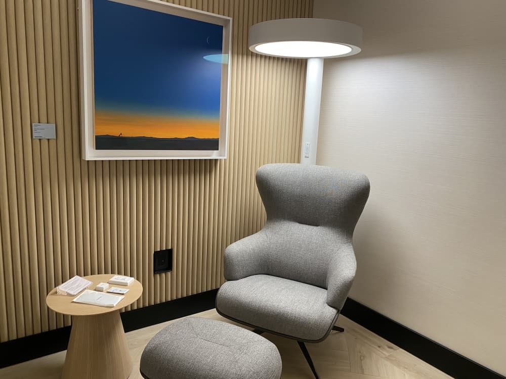 Guests can book relaxation pods for 30 minutes within the Chase Sapphire Lounge by The Club.
