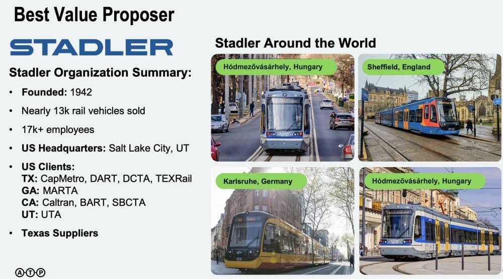 Austin Light Rail Stadler vehicles