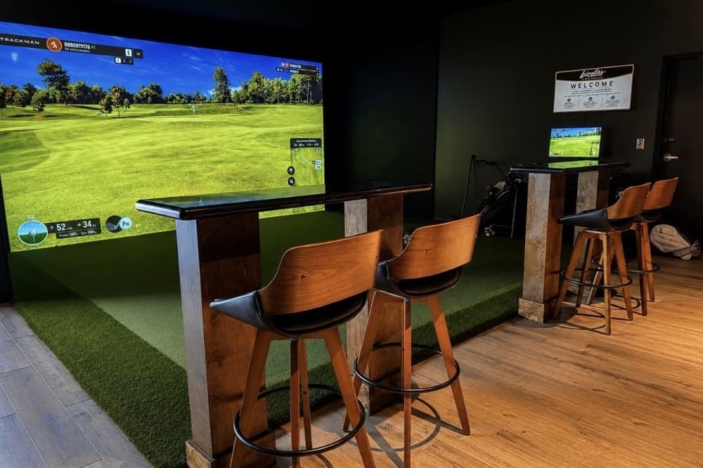 Birdies Golf Lounge features a golf simulation experience with an 18 foot screen. (Courtesy Birdies Golf Lounge)