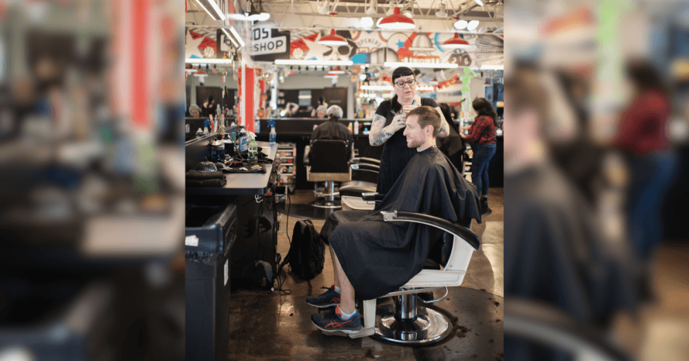 hairstylist doing client's hair