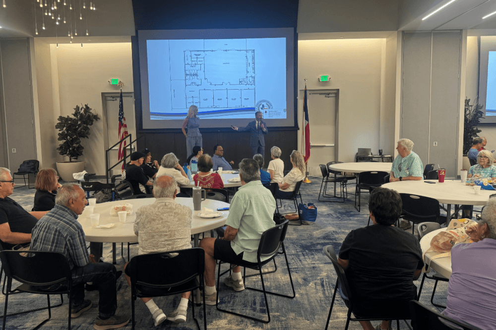Missy Herndon, president & CEO of Interfaith of The Woodlands & Montgomery County Precinct 3 Commissioner Ritch Wheeler announce new senior center