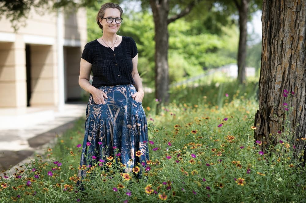 UNT professor Jaime Baxter-Slye is leading the endeavor to preserve then native North Texas prairie ecosystem at Cole Ranch. (Courtesy Ahna Hubnik/UNT)