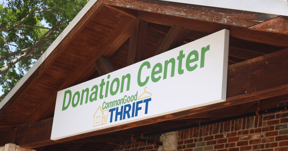 CommonGood Thrift donation center sign