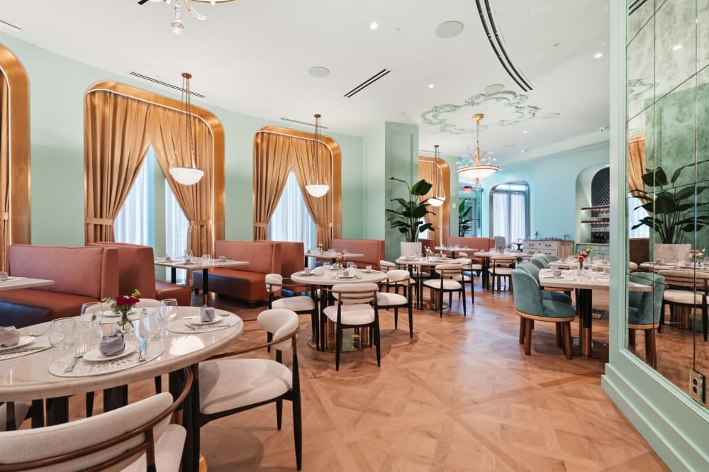 The restaurant's dining room showcases Hollywood-inspired elegance. (Courtesy Ben Brown)