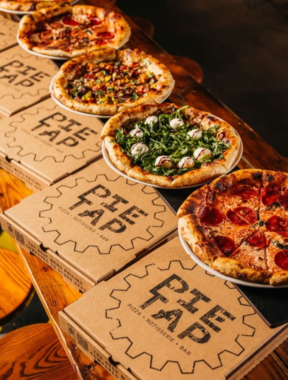 pizzas on a table 
