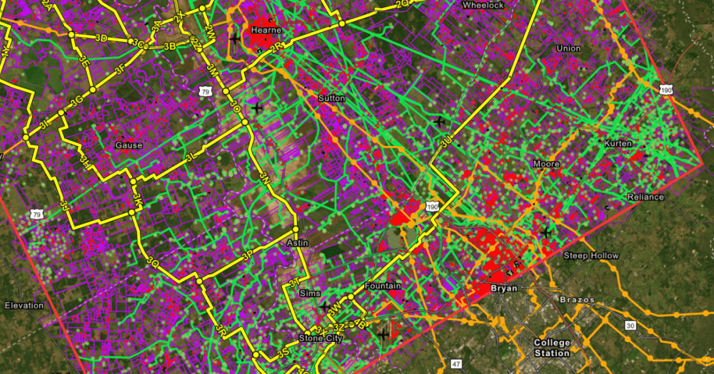Bryan Texas Utilities and Texas-New Mexico Power Company are seeking public input on a proposed high-voltage transmission line that would connect Robertson County to the planned RELLIS Substation in Brazos County as electricity demand continues to grow across the region. (Courtesy TNP1)