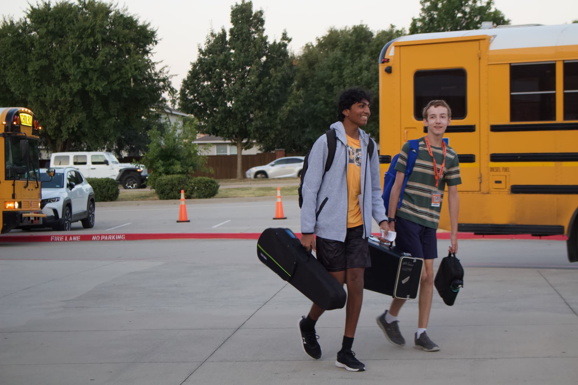 Students walking into McKinney North High School 