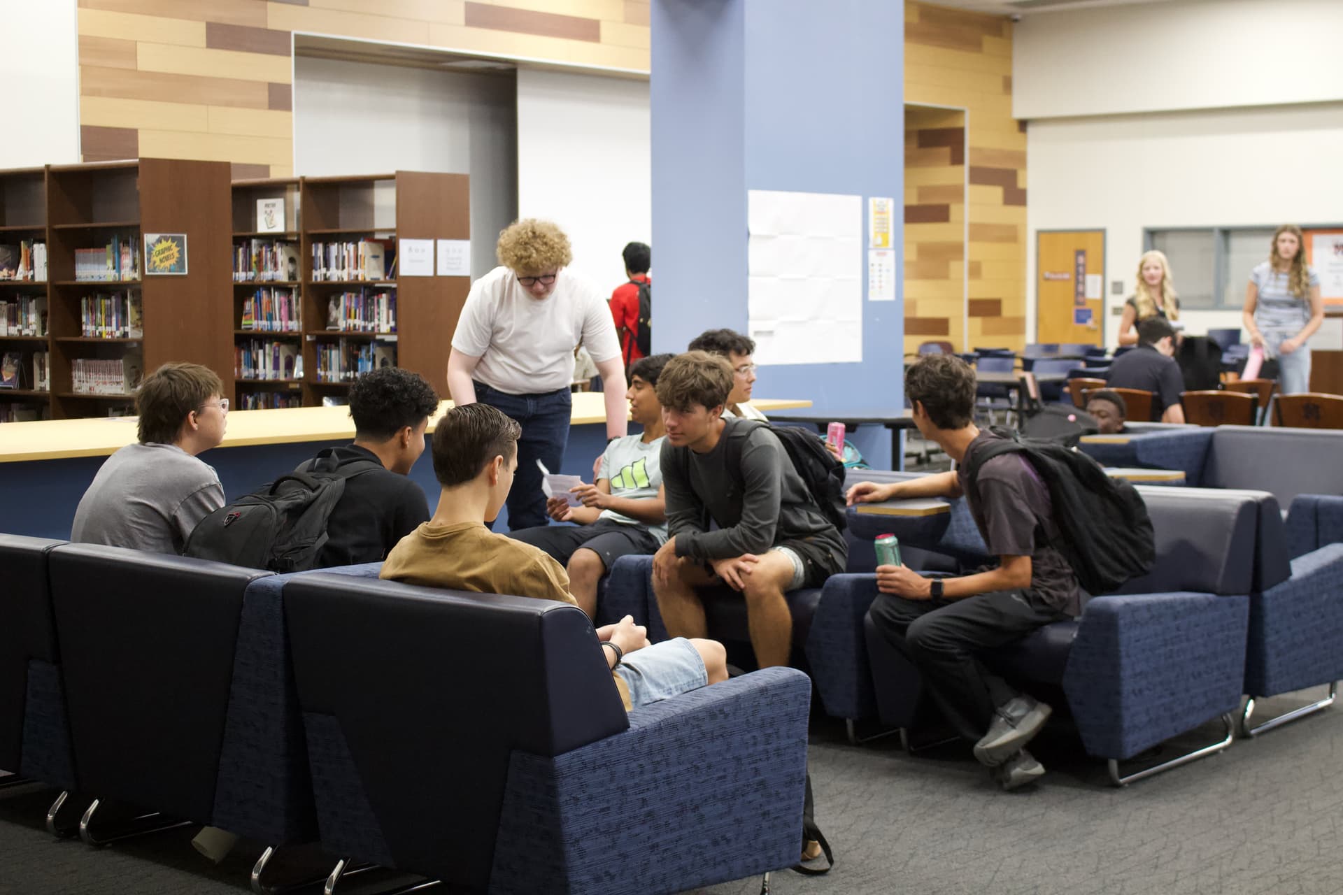 students in the library