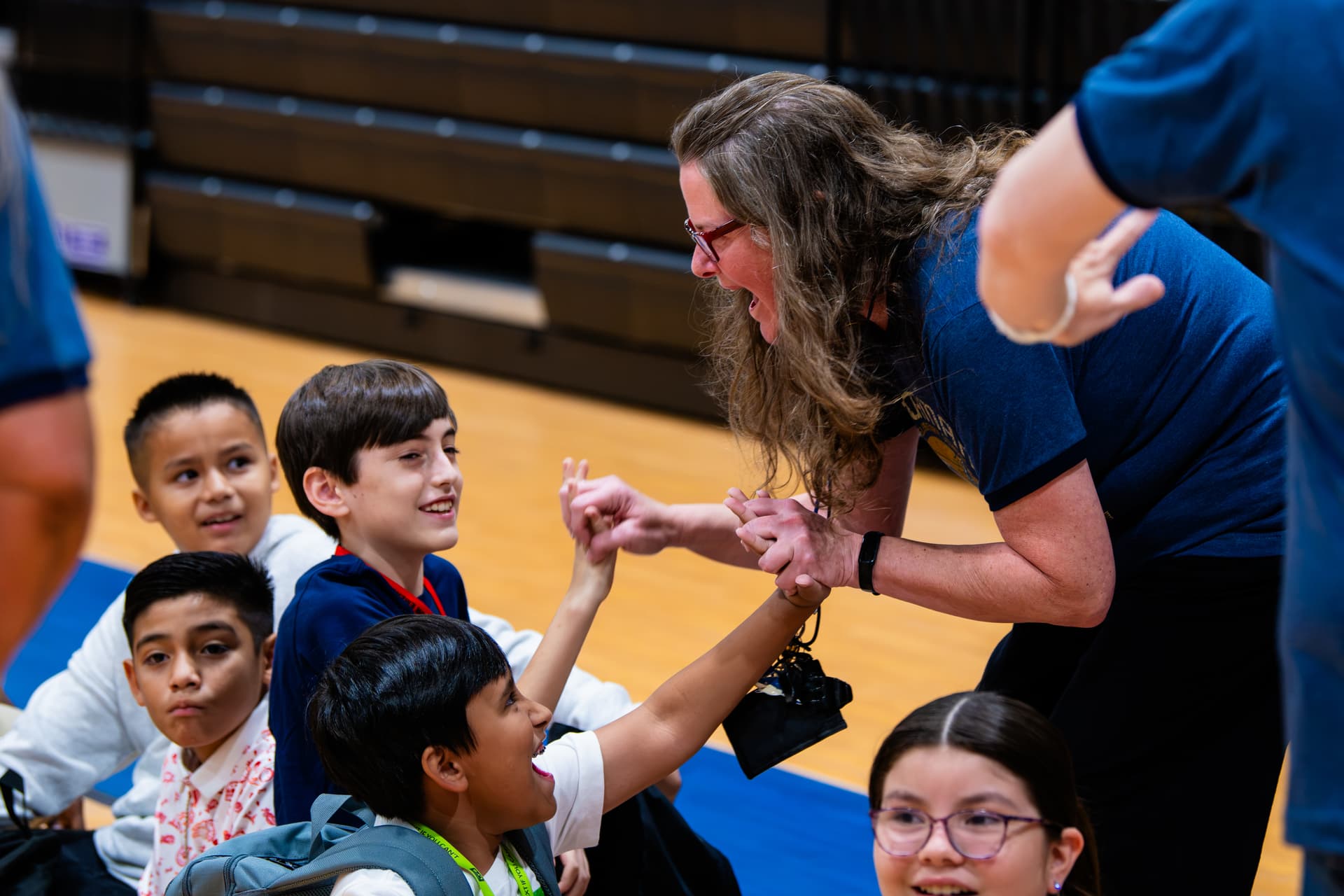 Students gather in the gym at Borman Elementary School during the first day of school on Aug. 13. (Sara Carpenter/Community Impact)