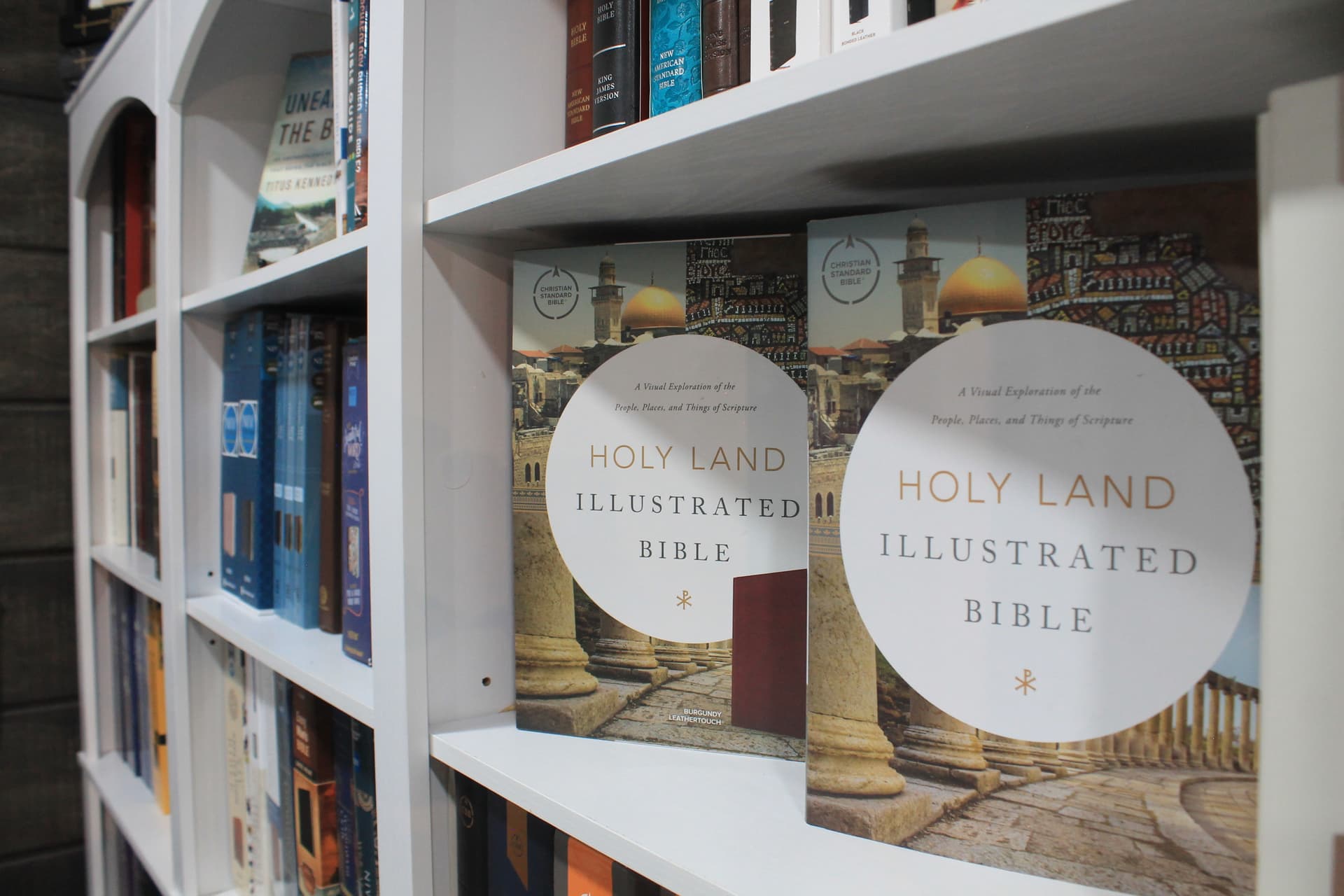 The book store sells Bibles and devotionals, and offers Bible embossing services. (Hannah Brol/Community Impact) 
