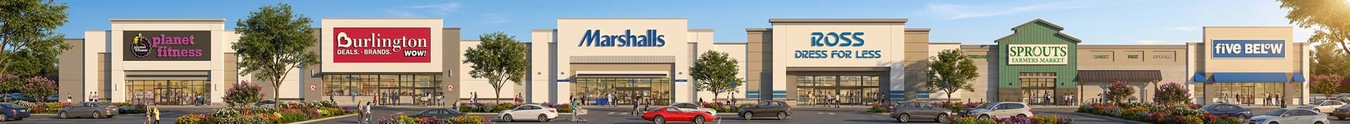 panorama image of shopping center rendering