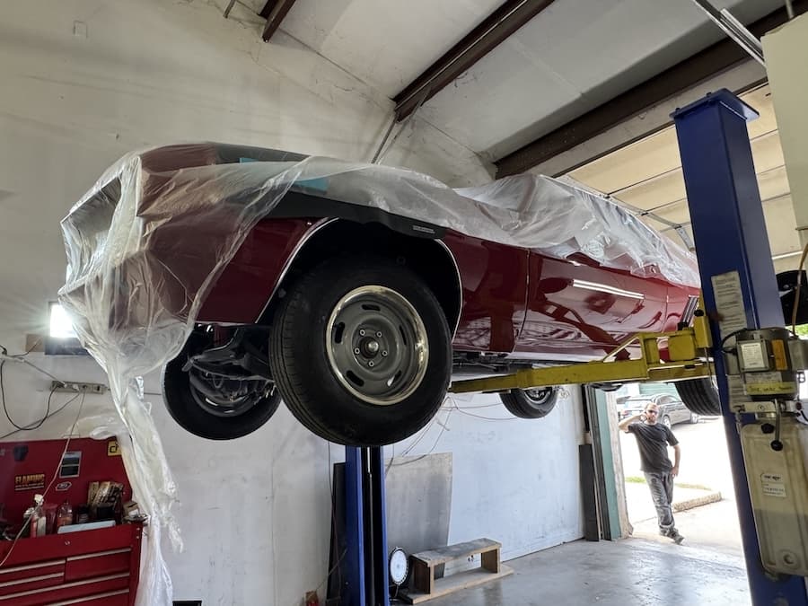 One of the cars currently undergoing restoration at Exclusively Classics. (Gianna Ivy/Community Impact)